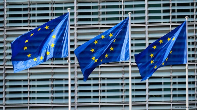 EU flags in front of European Commission
