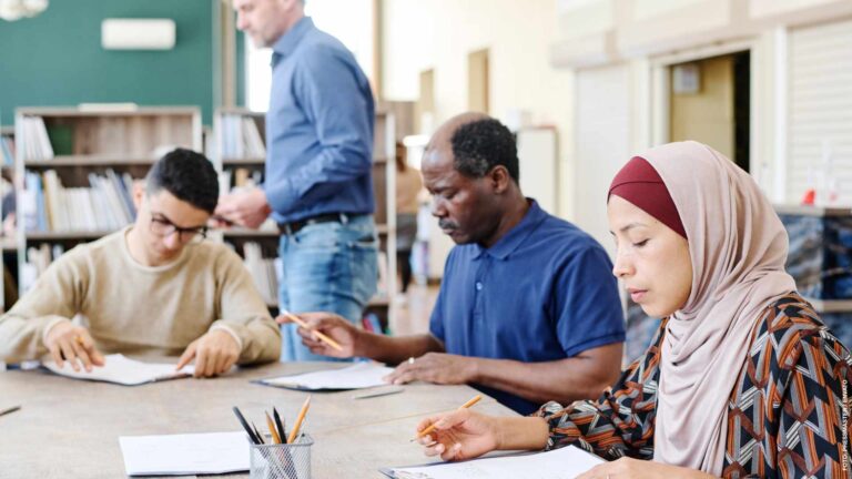 Immigrants Doing Language Test