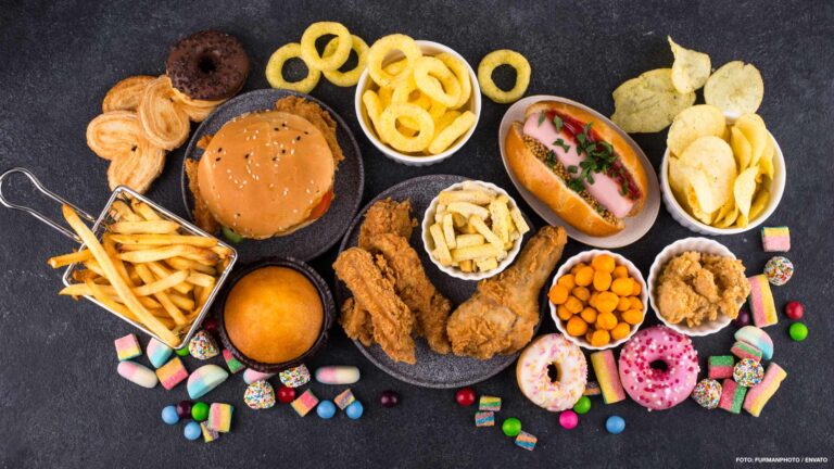 Assortment of various unhealthy junk food.