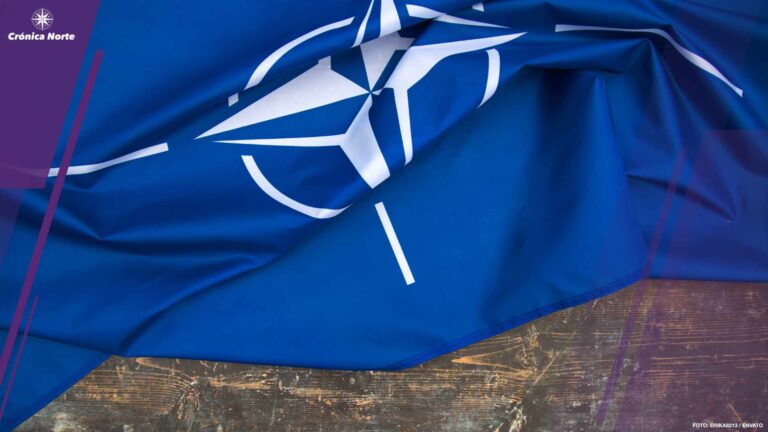 NATO flag.North Atlantic Treaty Organization flag waving.