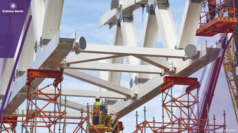 Workers on a construction site. Engineering and architectural in