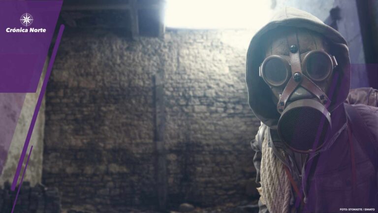 Nuclear disaster survivor with gas mask