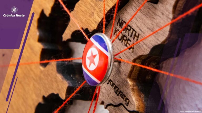 North Korea flag pins and red thread for traveling and planning trip.