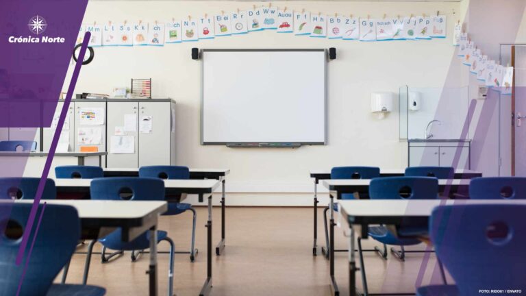Empty classroom with whiteboard