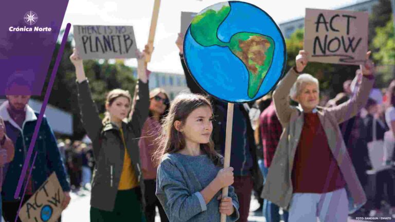 People with placards and posters on global strike for climate change.