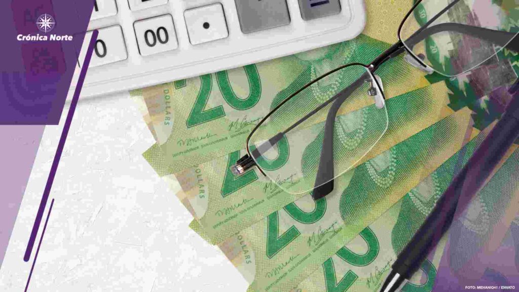 20 Canadian dollars bills fan and calculator with glasses and pen. Business loan or tax payment season concept