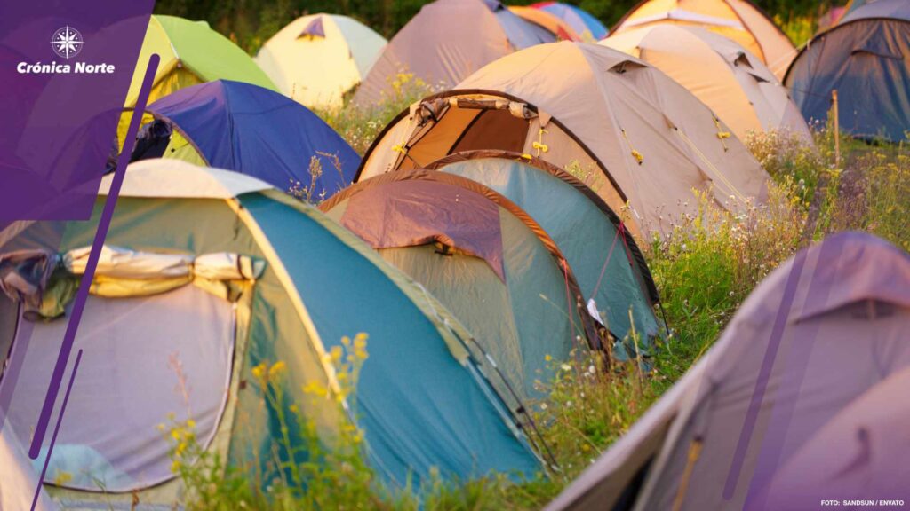 tent town at sunset