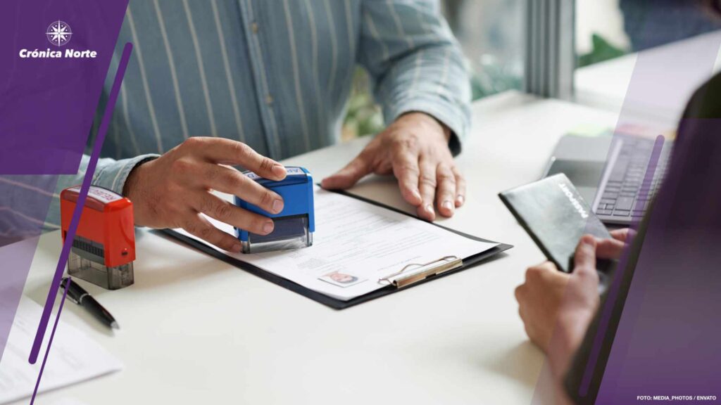 Manager giving visa to client
