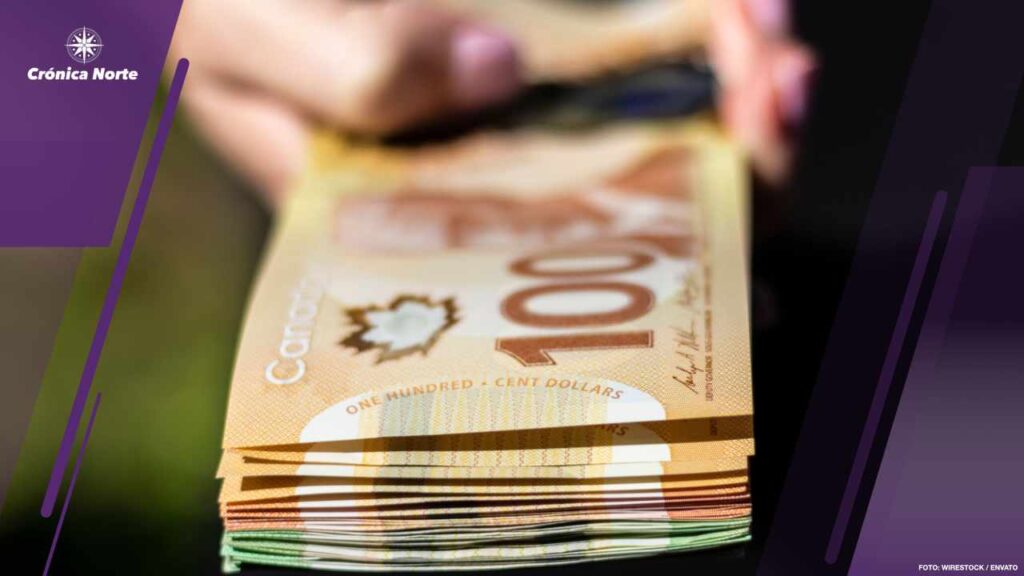 Closeup of Canadian cash in the hands