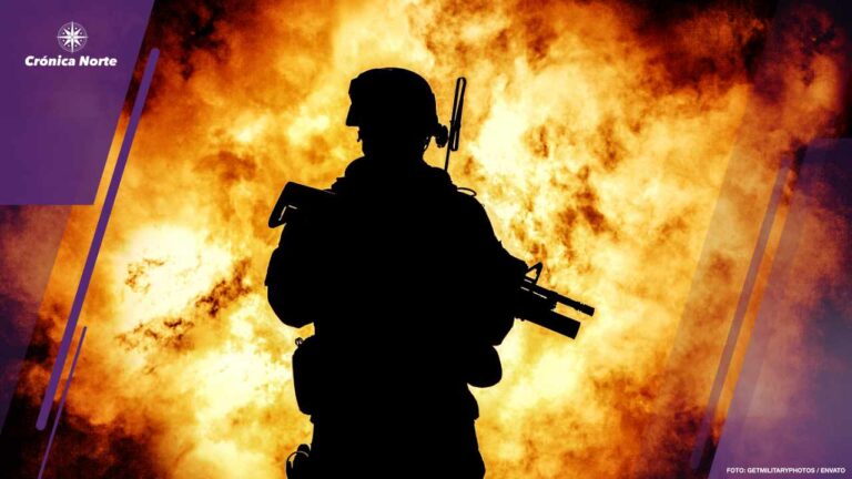 Soldiers silhouette on background of explosion