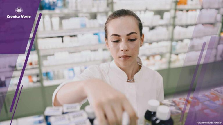 Woman pharmacist checking medicine in pharmacy