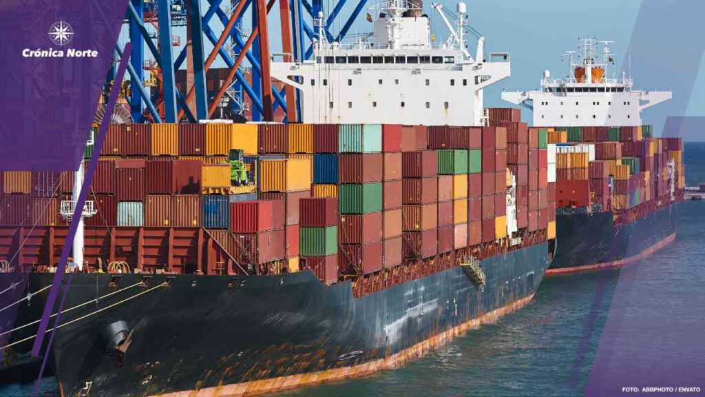 Containers on a vessel. Global market. Cargo shipping. Logistic