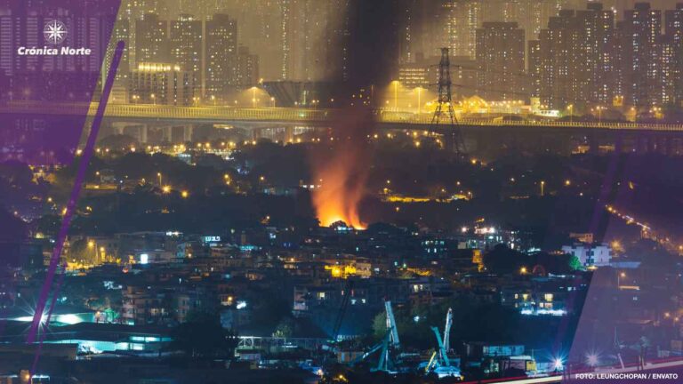 Fire accident with strong smoke