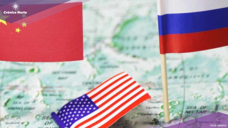 China and Russia flags winning the war with the USA over colonizing the moon